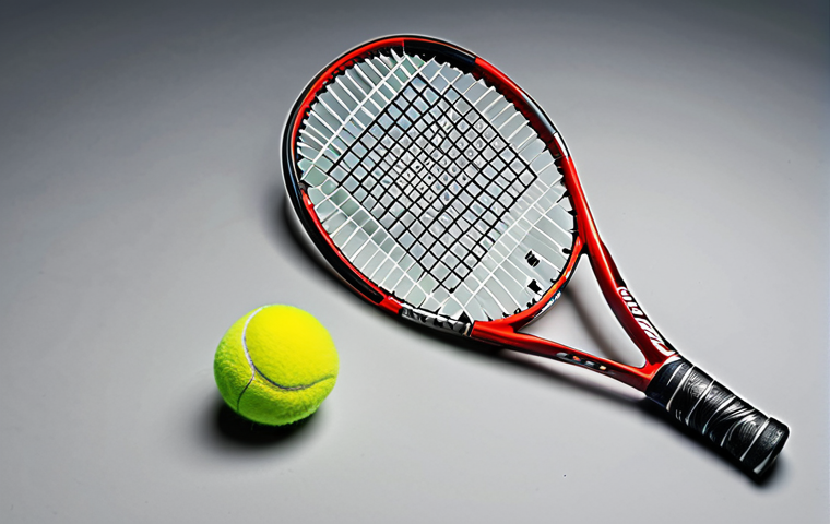 A slightly used Wilson tennis racket with minor scratches, well-lit and clean, showcasing the logo and grip details.