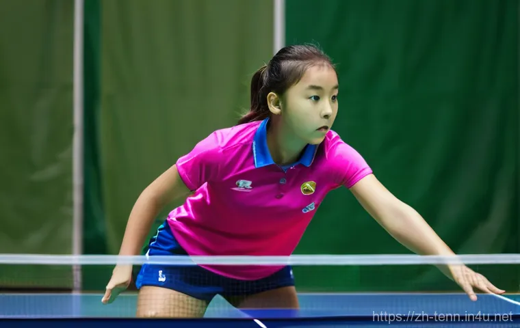 탁구 경기 중 흔한 실수와 대처법 - A teenage male table tennis player, approximately 16 years old, is dressed in a clean, modern athlet...