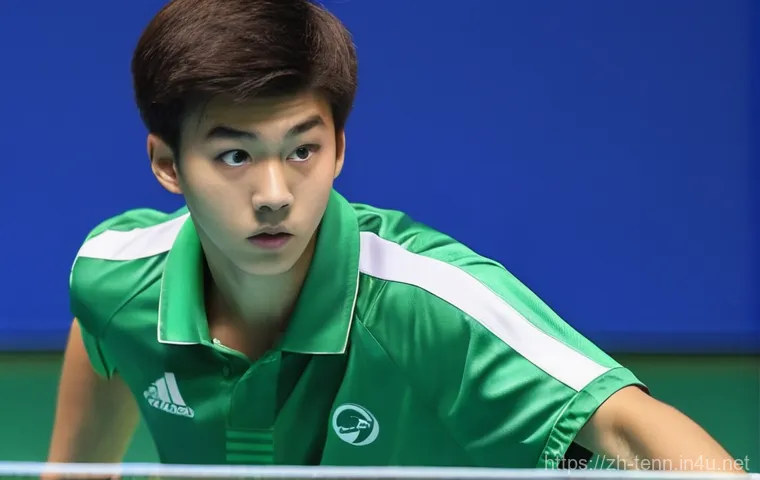 탁구 경기 중 흔한 실수와 대처법 - A teenage female table tennis player, around 17 years old, is depicted in dynamic motion, wearing a ...