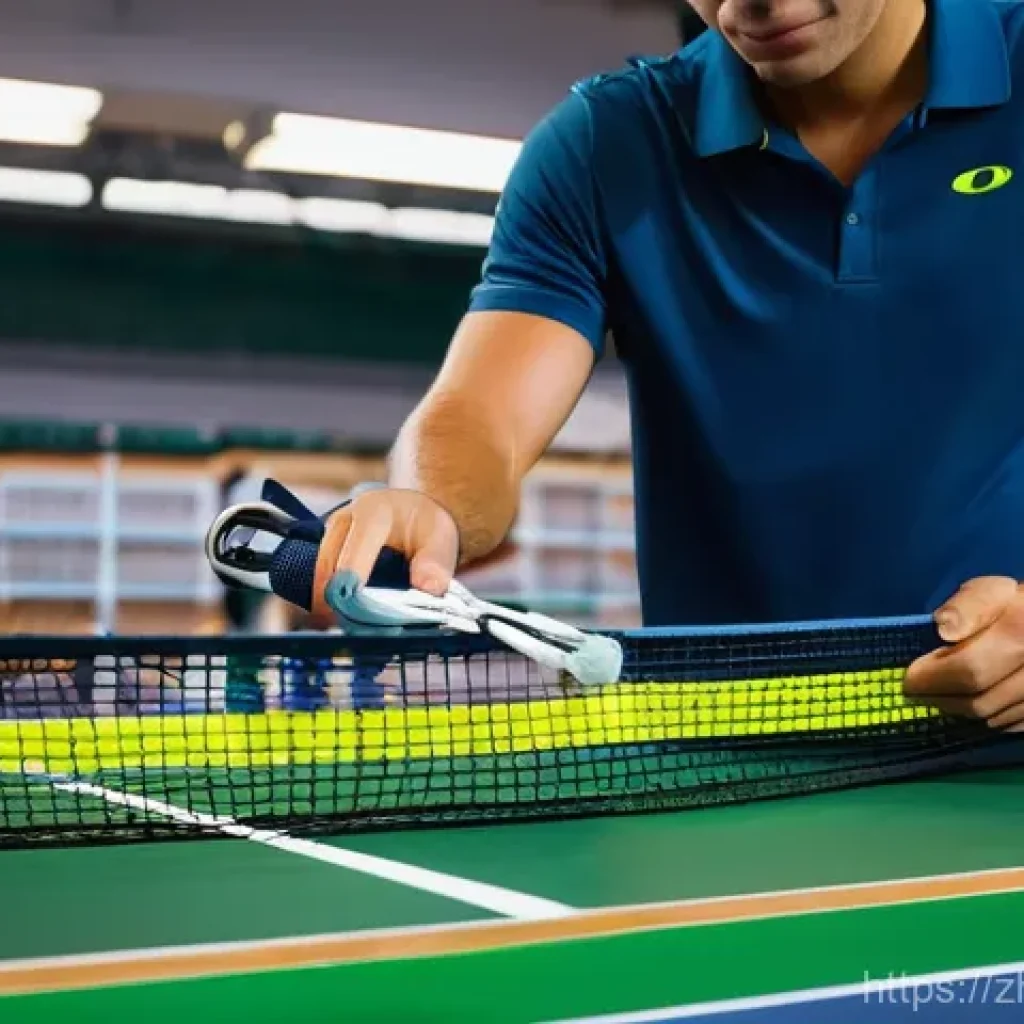 테니스 스트링 갈기 비용 - **Prompt:** A professional tennis stringer, male or female, meticulously working on a tennis racket ...