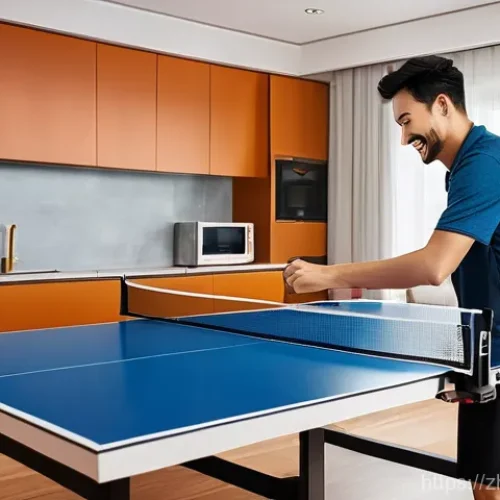 탁구 로봇 구매 가이드 - **Prompt 1: The Joy of Solo Play at Home**
    A cheerful young adult, dressed in comfortable casual...