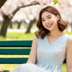 테니스 코트 이용 요금 - A joyful young woman, approximately 20-25 years old, with shoulder-length wavy brown hair, wearing a...