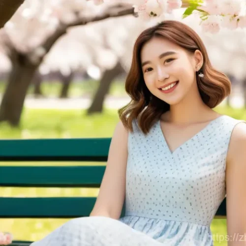 테니스 코트 이용 요금 - A joyful young woman, approximately 20-25 years old, with shoulder-length wavy brown hair, wearing a...