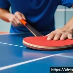 탁구 라켓 관리법 - **Prompt:** A close-up shot of an adult's hands gently cleaning a ping pong paddle's red, tacky rubb...